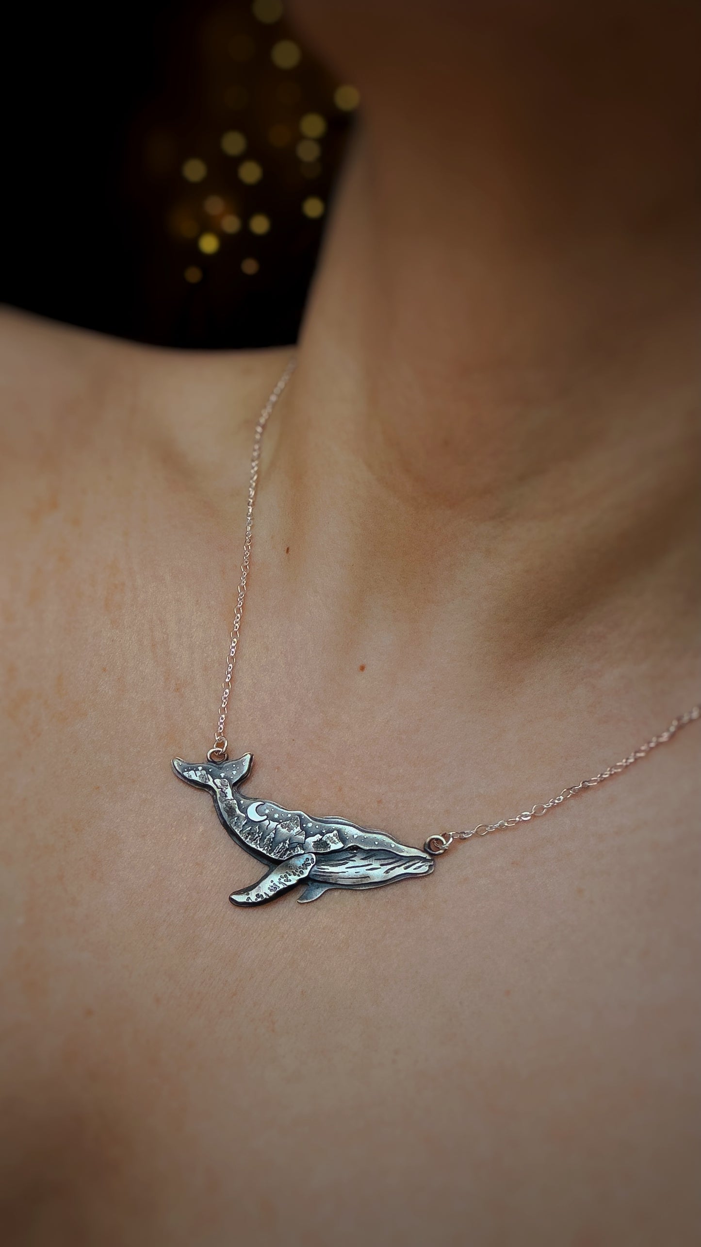 The Whale Humpback Necklace – Handmade Silver Whale Pendant, Artisan Ocean Inspired
