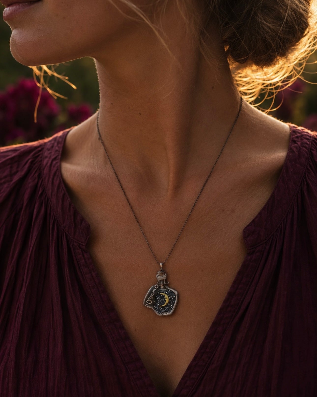 Dream Potion Bottle Sterling Silver Talisman Necklace
