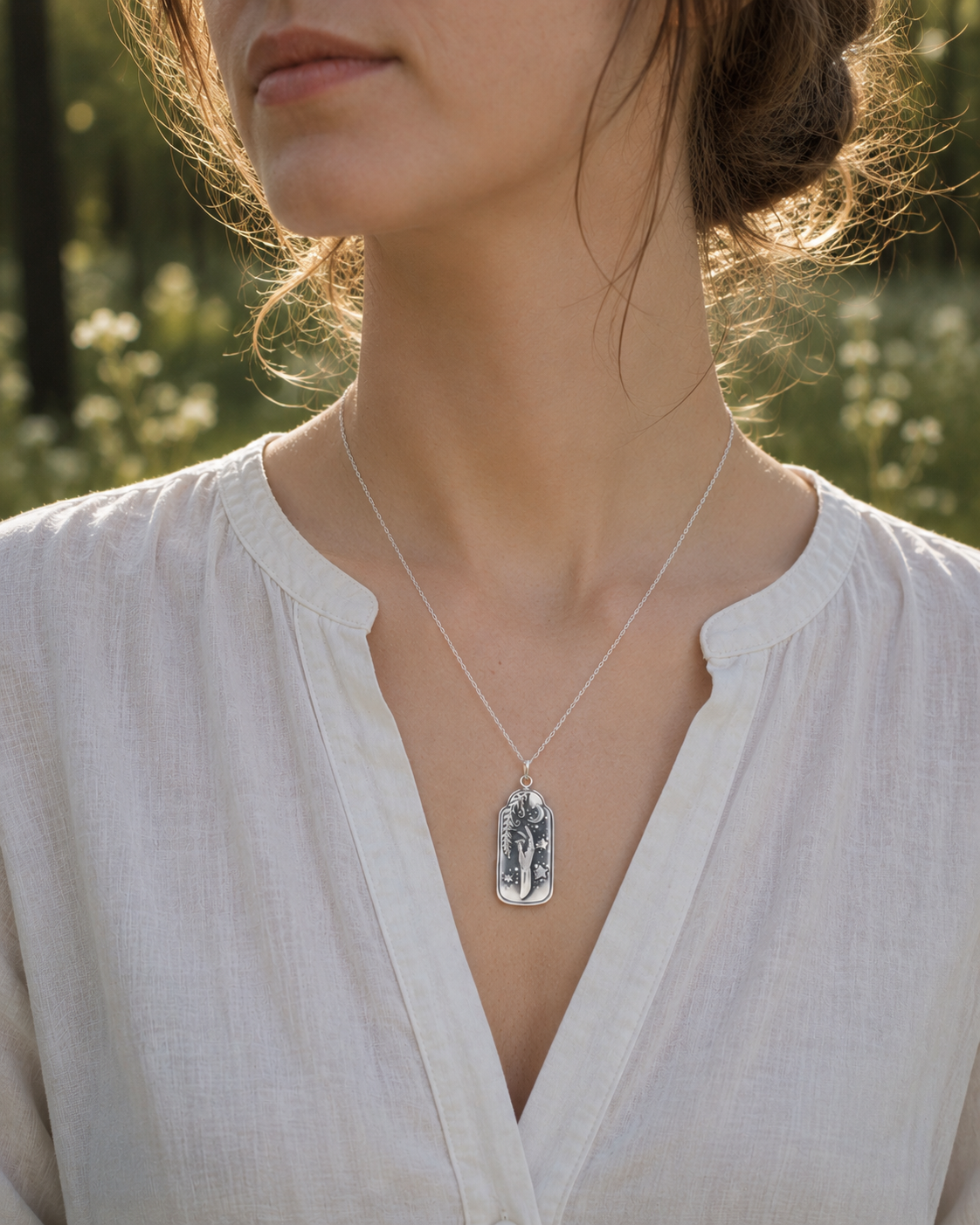Fernwake Charm Sterling Silver Talisman Necklace