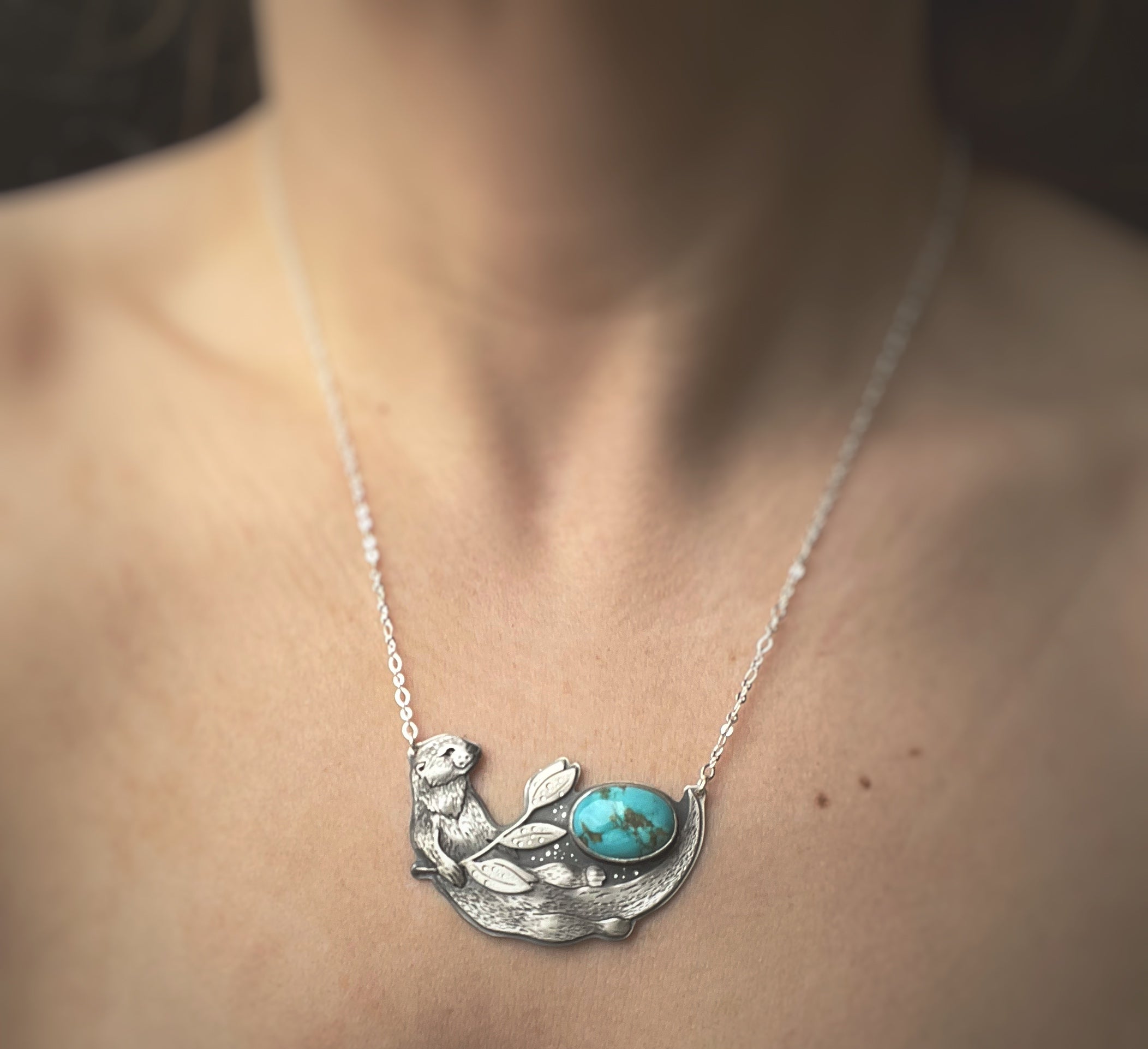 The Happy Otter & Turquoise Necklace