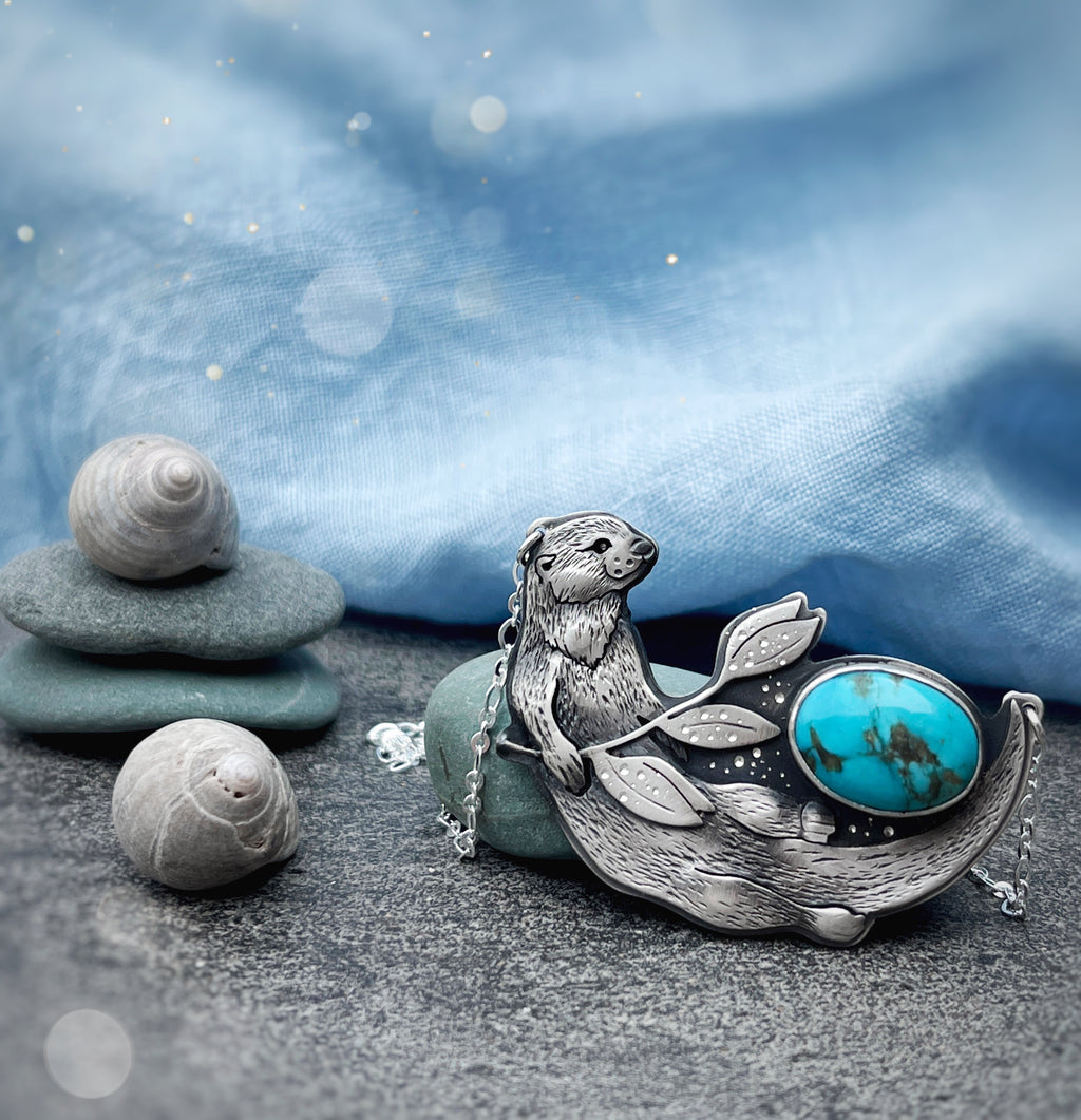 The Happy Otter & Turquoise Necklace