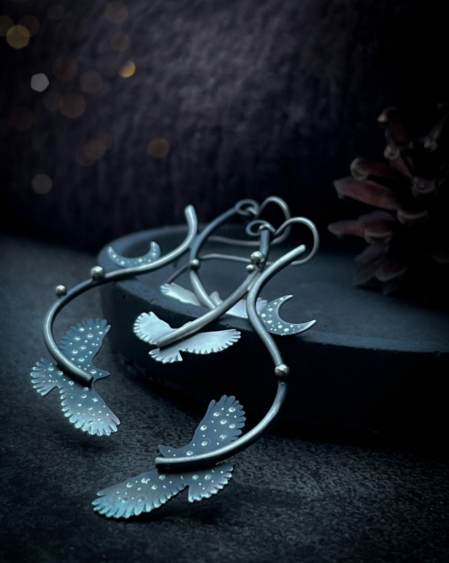 The Slender Hawk & Moon Earrings