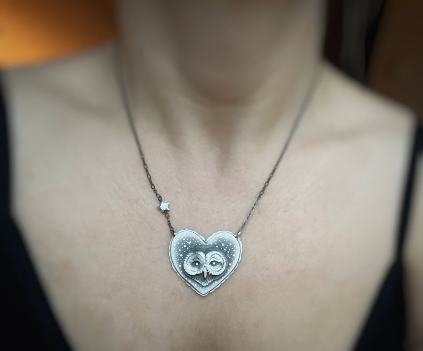 The Little Owl Heart Necklace - Athene Noctuaj