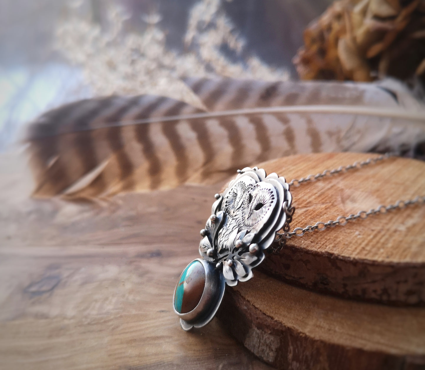 Hidden Secrets Necklace - Barn Owls & Royston Turquoise