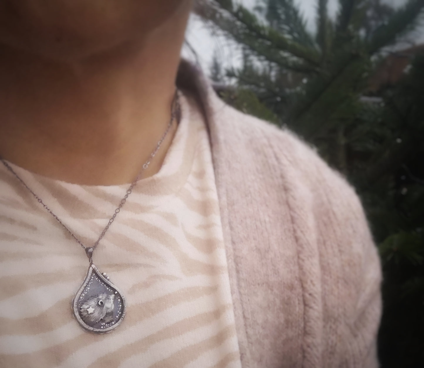 The Hedgehog Necklace- Drop Shadowbox Necklace