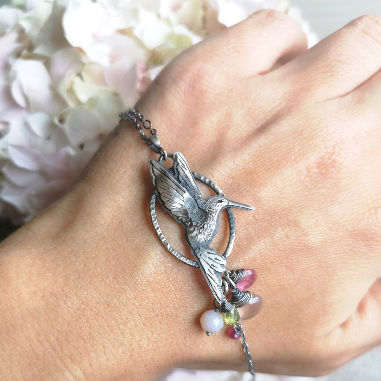 The Hummingbird Talisman Necklace- Oval Lariat Necklace