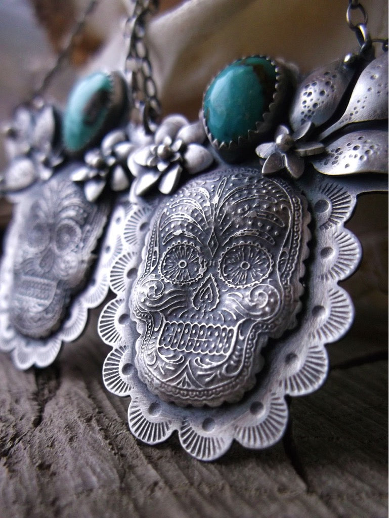 Sugar Skull Necklace - Nevada Turquoise