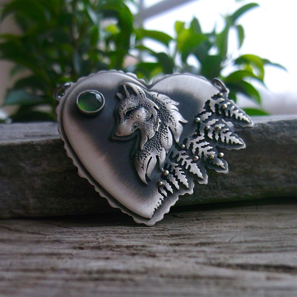The Wolf Necklace- Silver & Serpentine