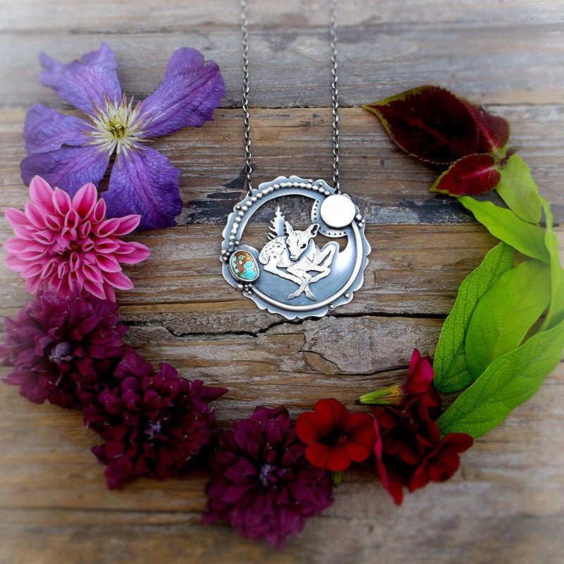 Baby Deer Necklace - Bambi Royston Turquoise Necklace