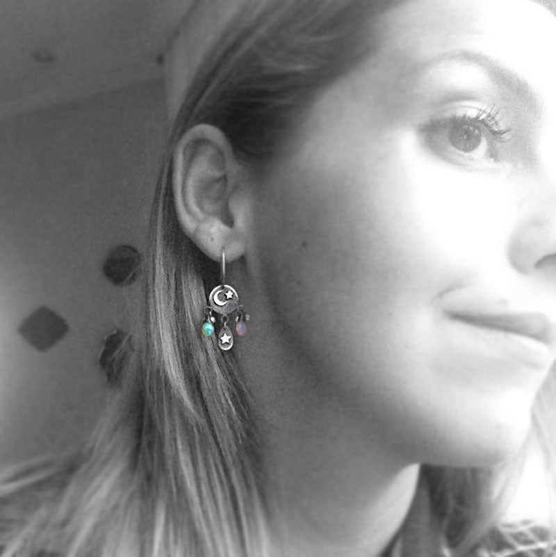 Moon Child Opal Earrings - Mini Chandelier Earrings