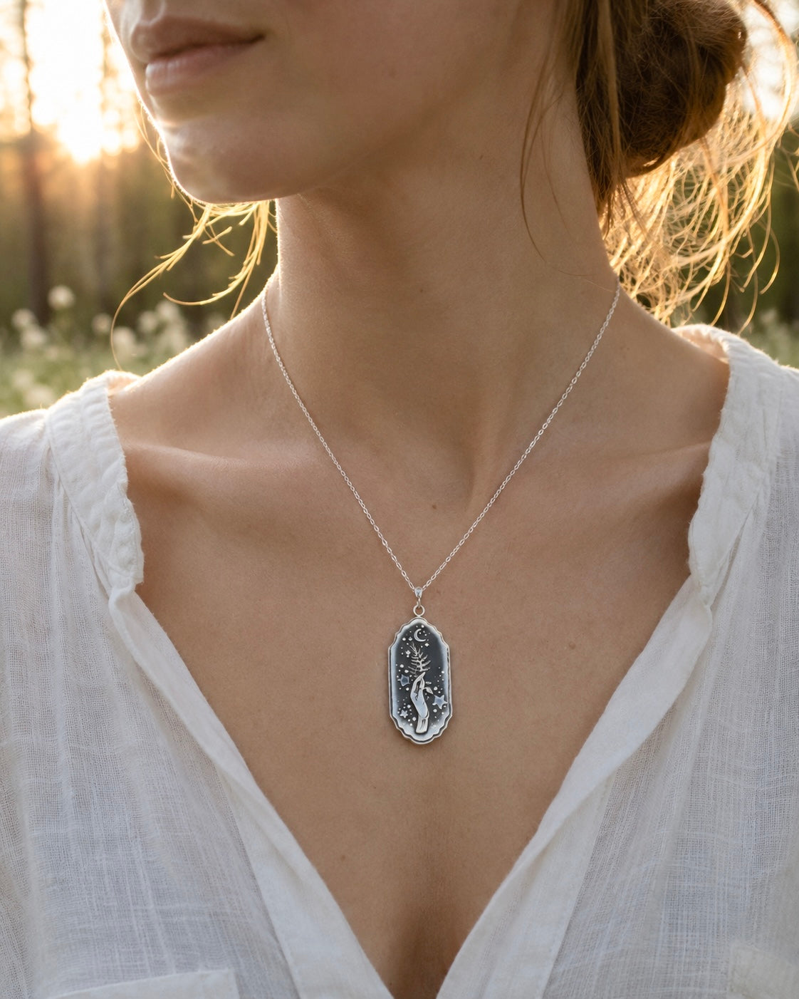 Moonfern Relic – Handcrafted Sterling Silver Forest Talisman Necklace