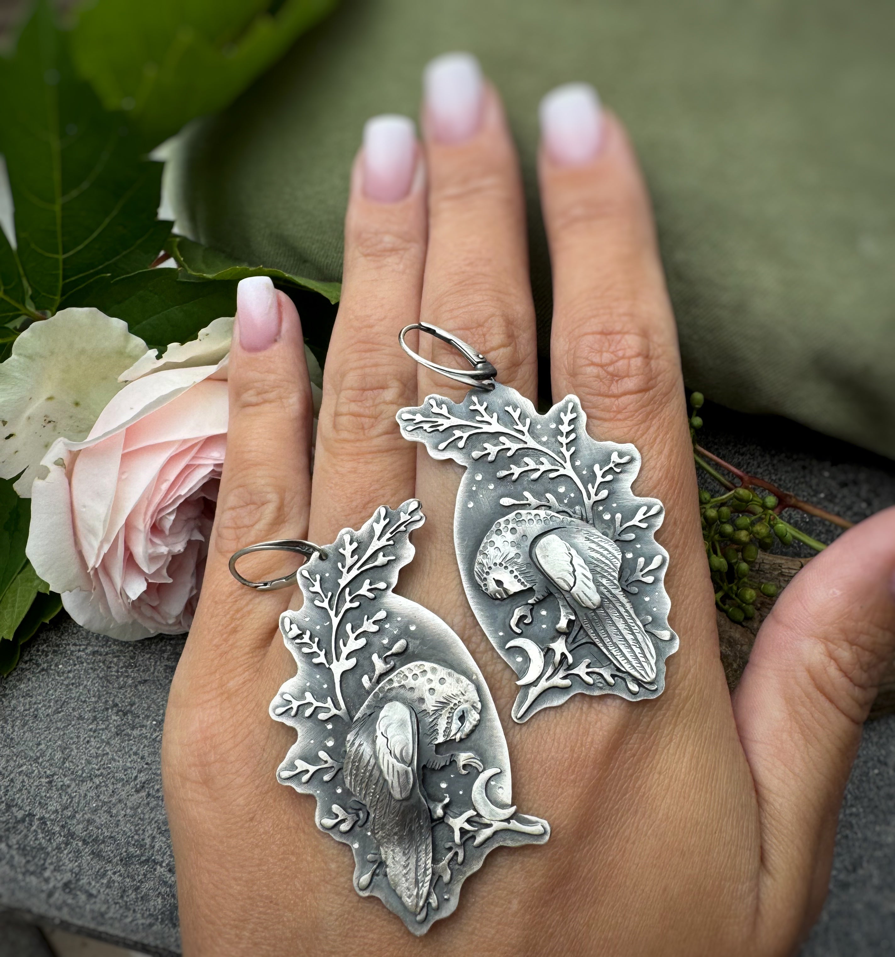 The Owl & Moon Earrings