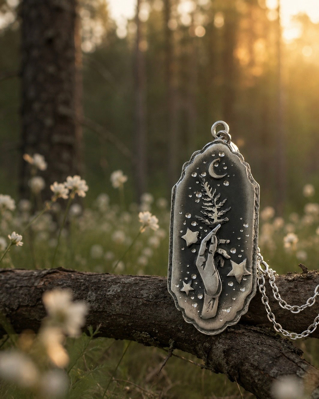 Moonfern Relic – Handcrafted Sterling Silver Forest Talisman Necklace