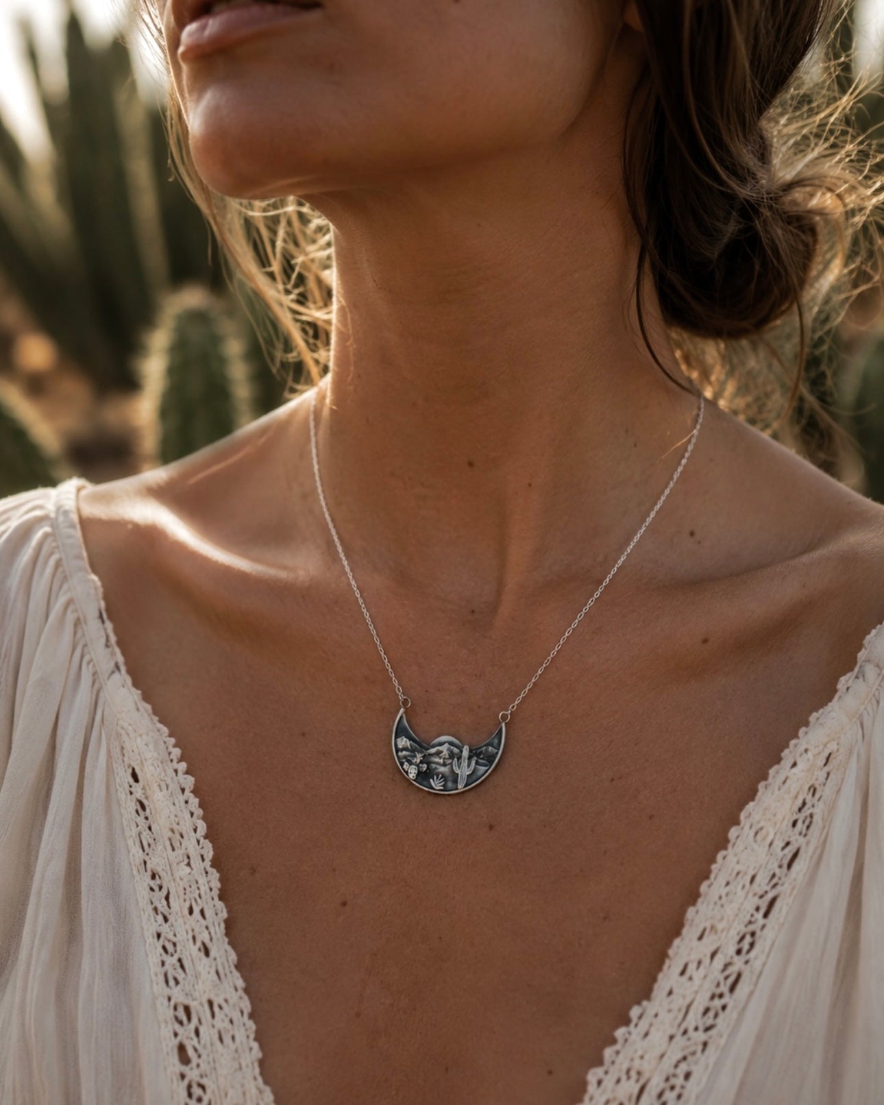 Desert Sunset Arc Landscape Necklace