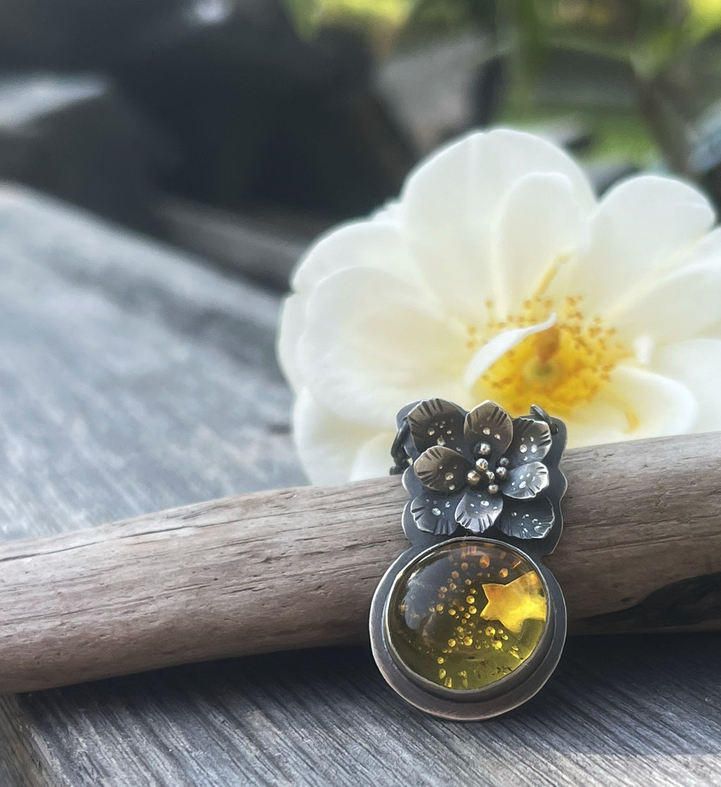 Flower & Star Necklace- Baltic Amber