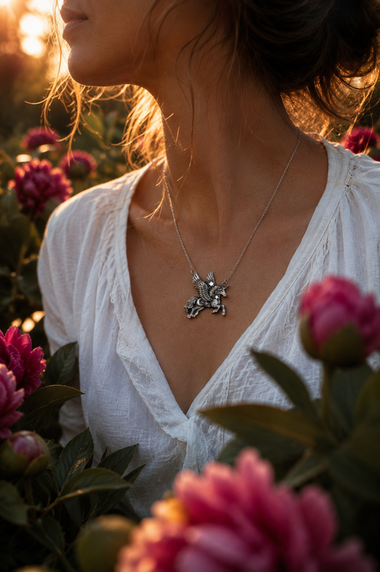 Magical Winged Unicorn Necklace - Fantasy Jewelry