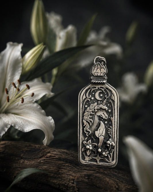 Unicorn & Lilies Sterling Silver Talisman