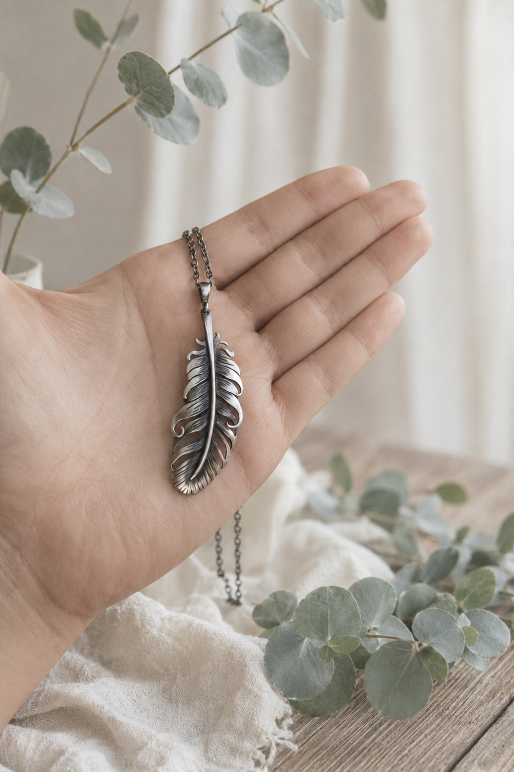 The Feather Necklace – Handmade Sterling Silver Feather Pendant