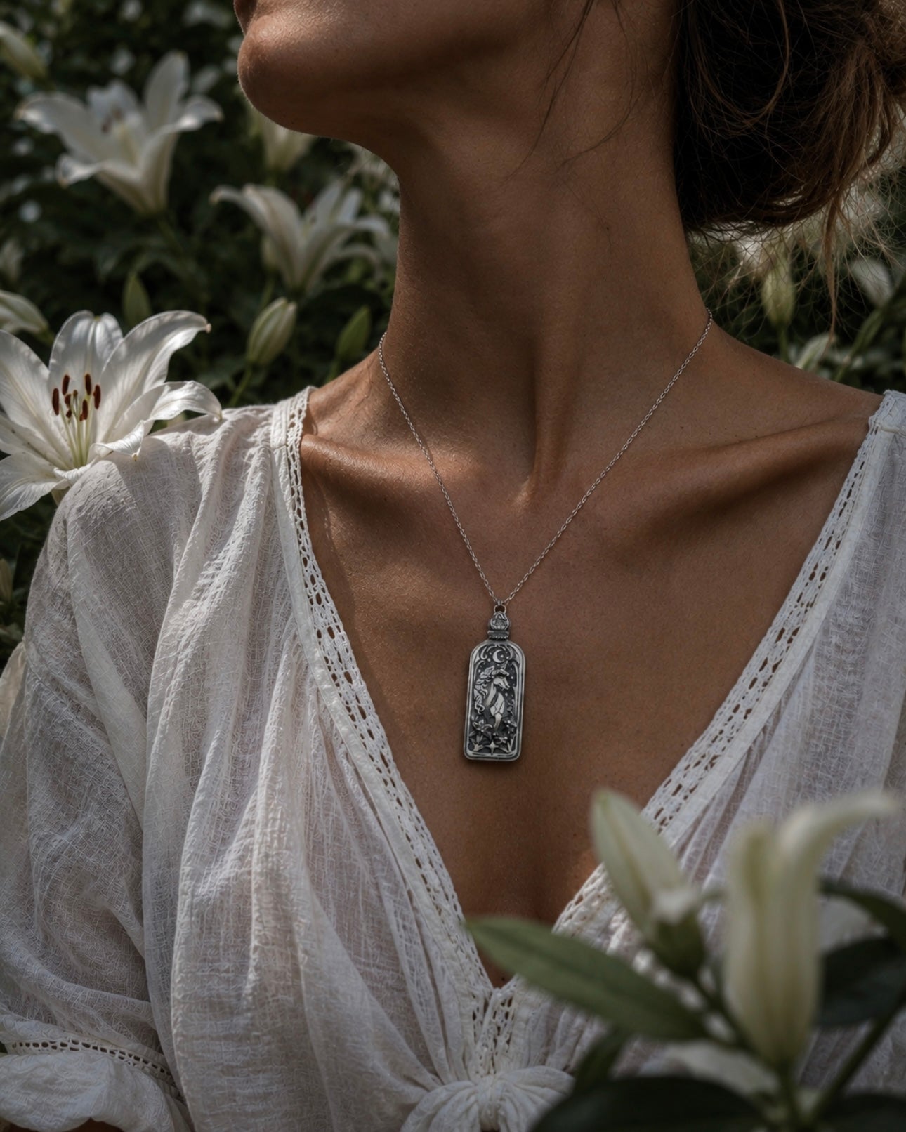 Unicorn & Lilies Sterling Silver Talisman