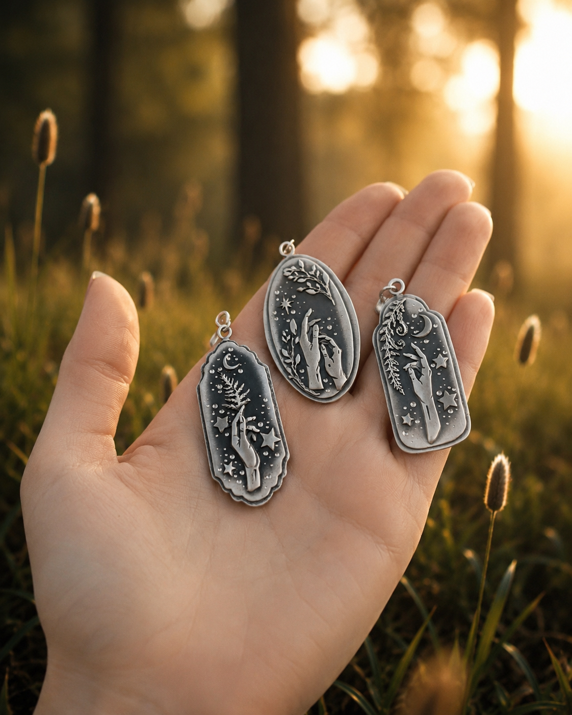 Moonfern Relic – Handcrafted Sterling Silver Forest Talisman Necklace