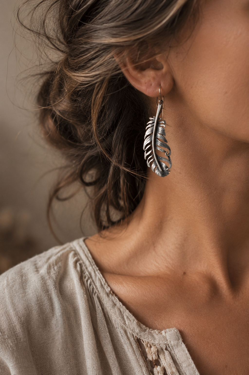 Sterling Silver Feather Earrings