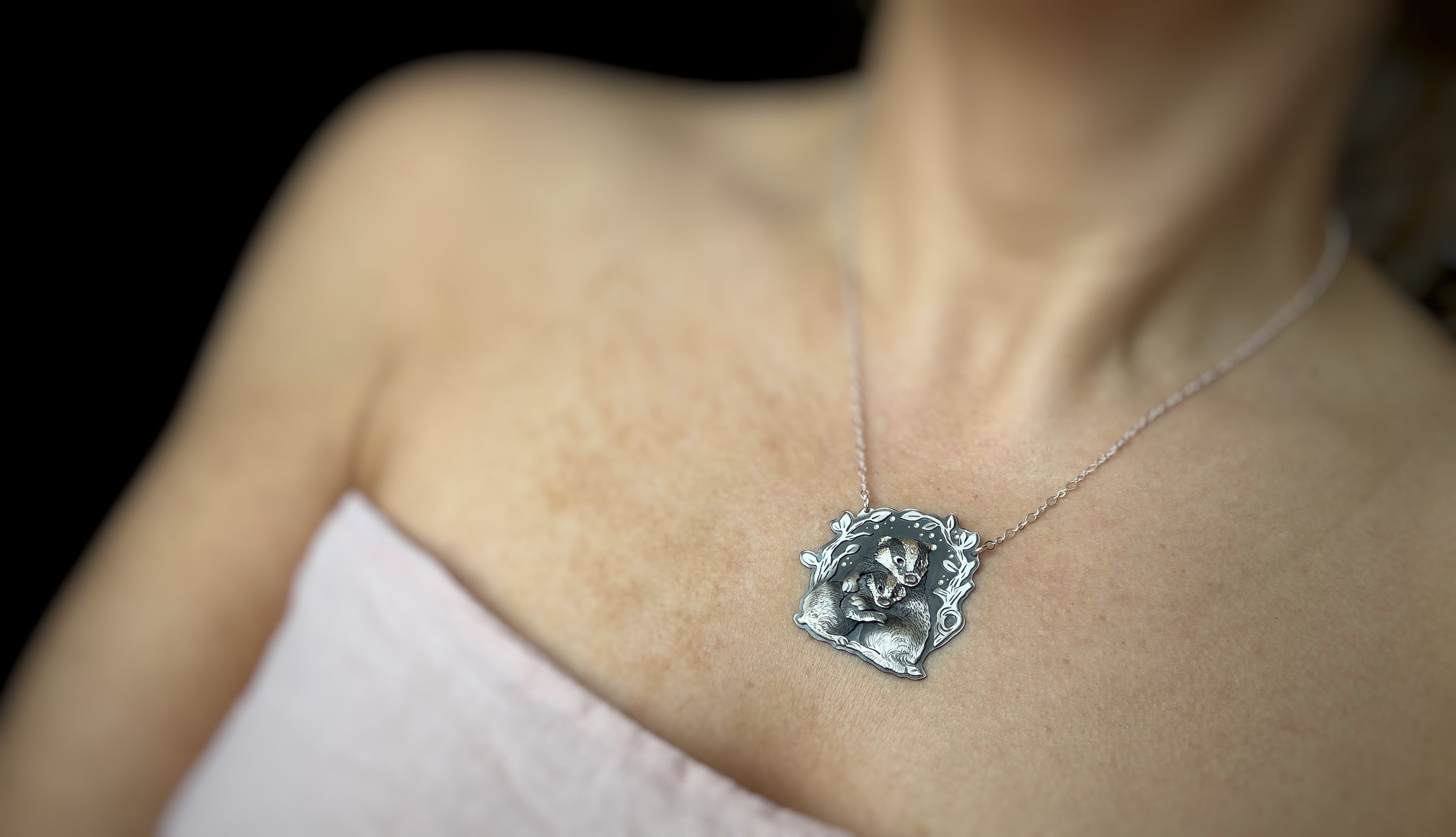The Badger Mama & Her Cub Necklace