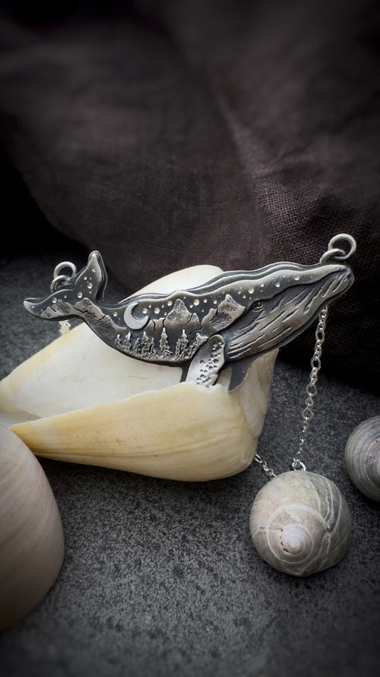 The Whale Humpback Necklace – Handmade Silver Whale Pendant, Artisan Ocean Inspired