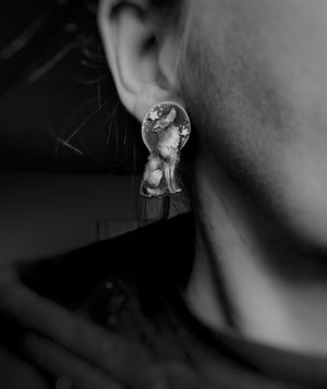 The Full Moon & Wolf Stud Earrings