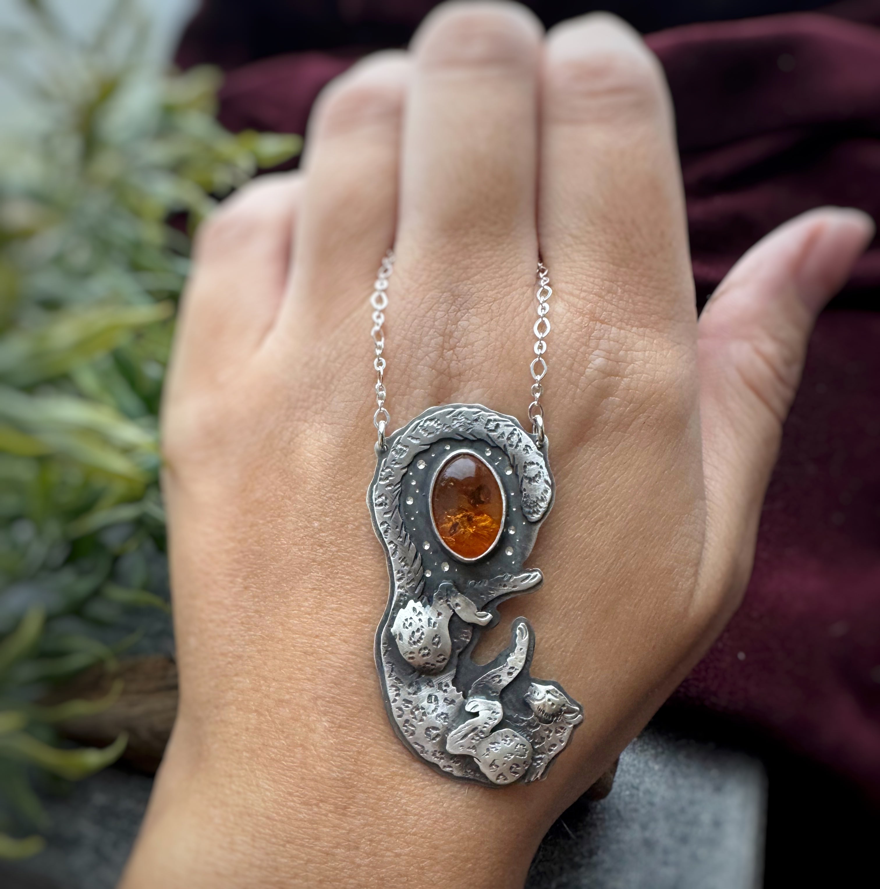 The Leopard & Baltic Amber Necklace