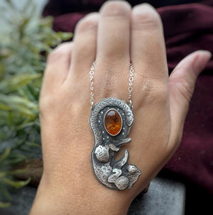 The Leopard & Baltic Amber Necklace