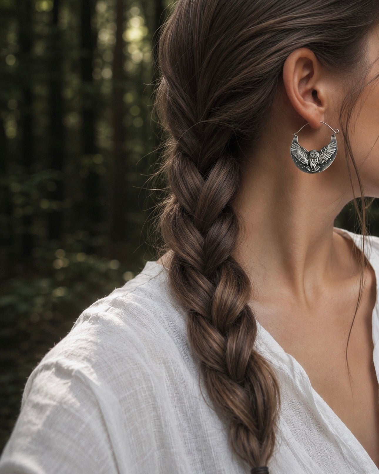 Basket Owl Earrings | Sterling Silver Hoop Earrings
