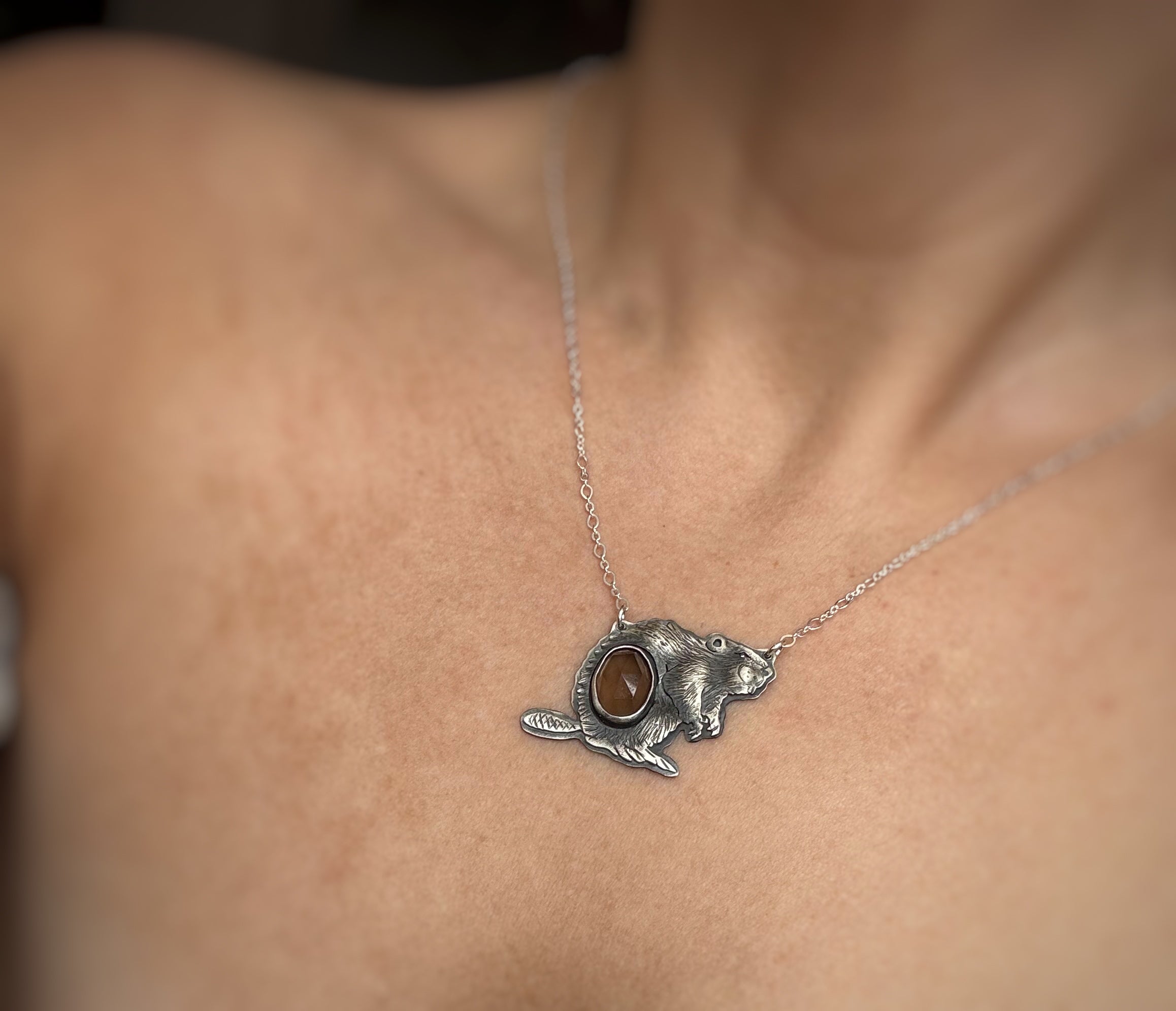 The Beaver and Smoky Quartz Necklace