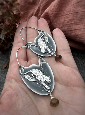 The Cheetah & Lemon Smokey Quartz Earrings