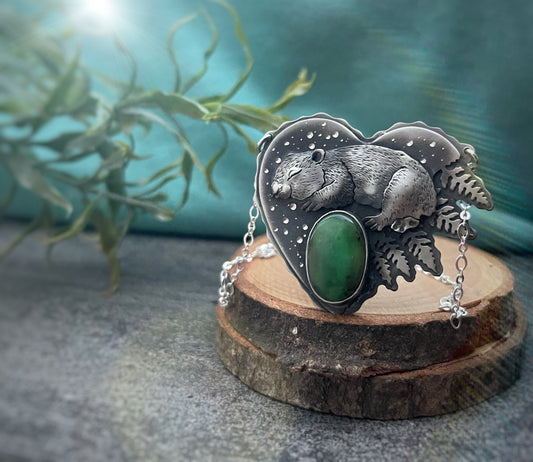 The Dreaming Wombat & Australian Chrysoprase Necklace