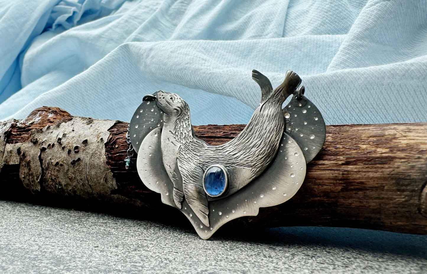 The Sea Lion Earrings  - Kyanite, Topaz & Apatite