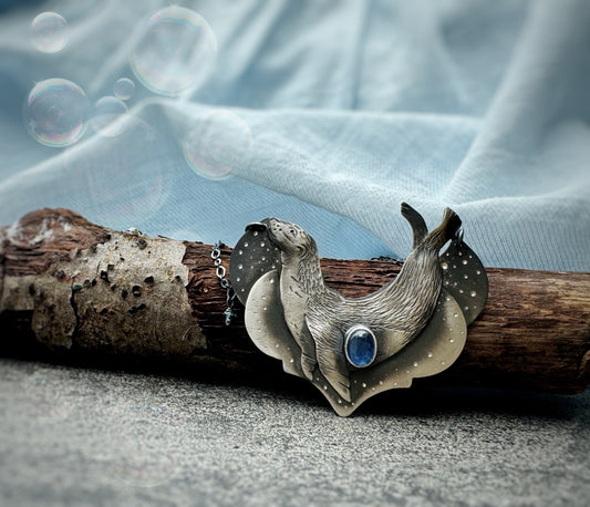 The Sea Lion Earrings  - Kyanite, Topaz & Apatite