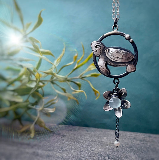 The Baby Turtle & Fragipani Necklace