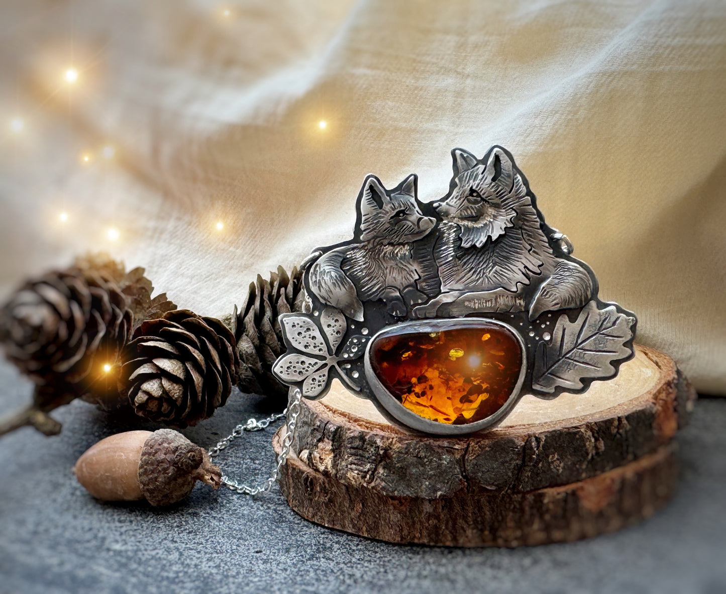 The Mama Fox & Necklace- Autumn- Baltic Amber