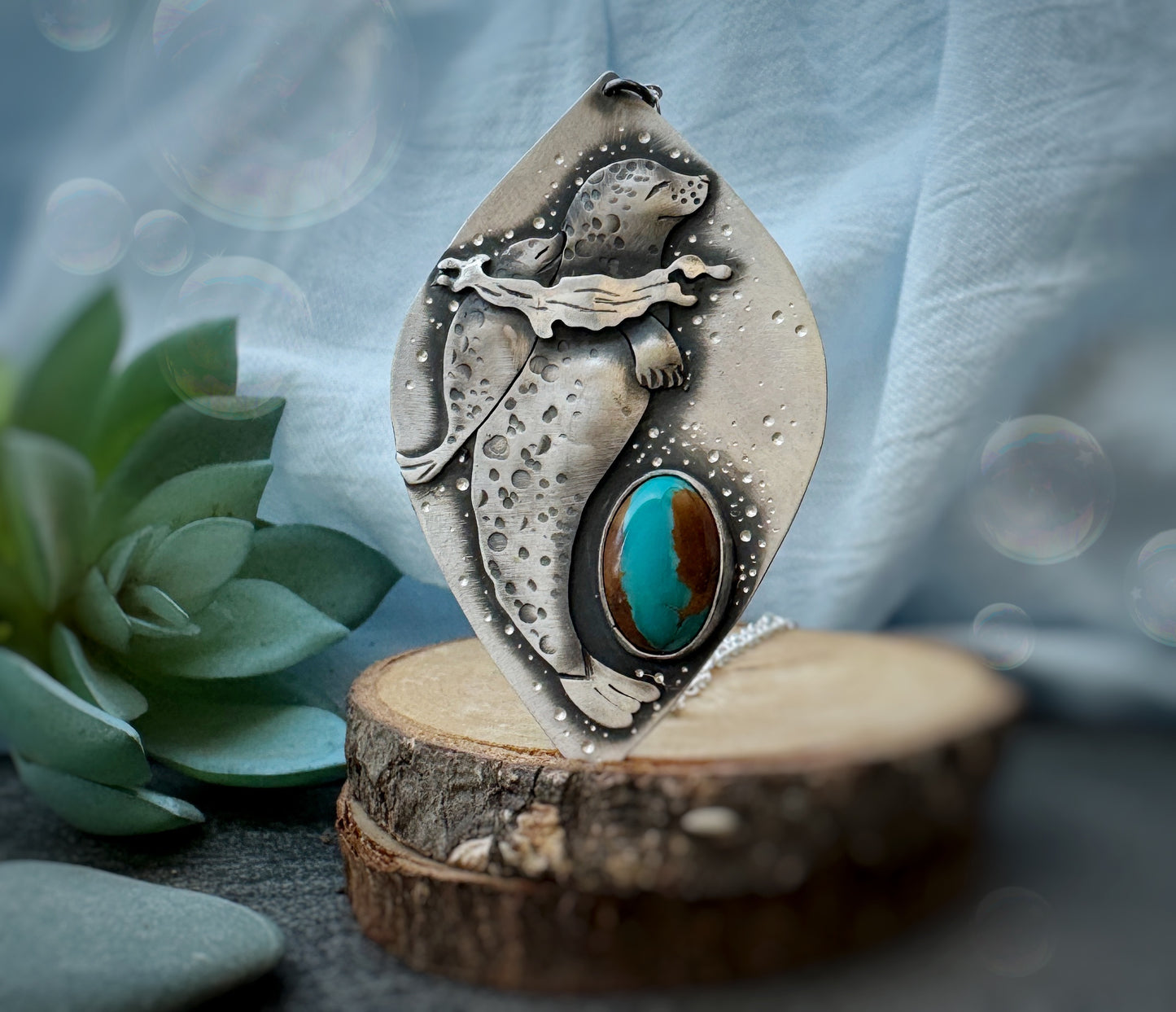 The Sea Lion Mama Necklace  - Ribbon Royston Turquoise