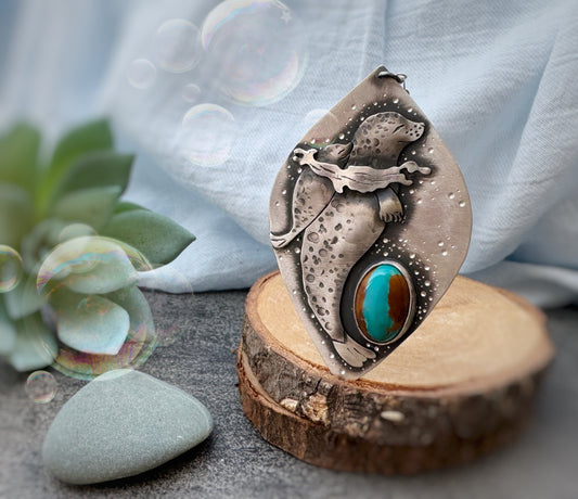 The Sea Lion Mama Necklace  - Ribbon Royston Turquoise
