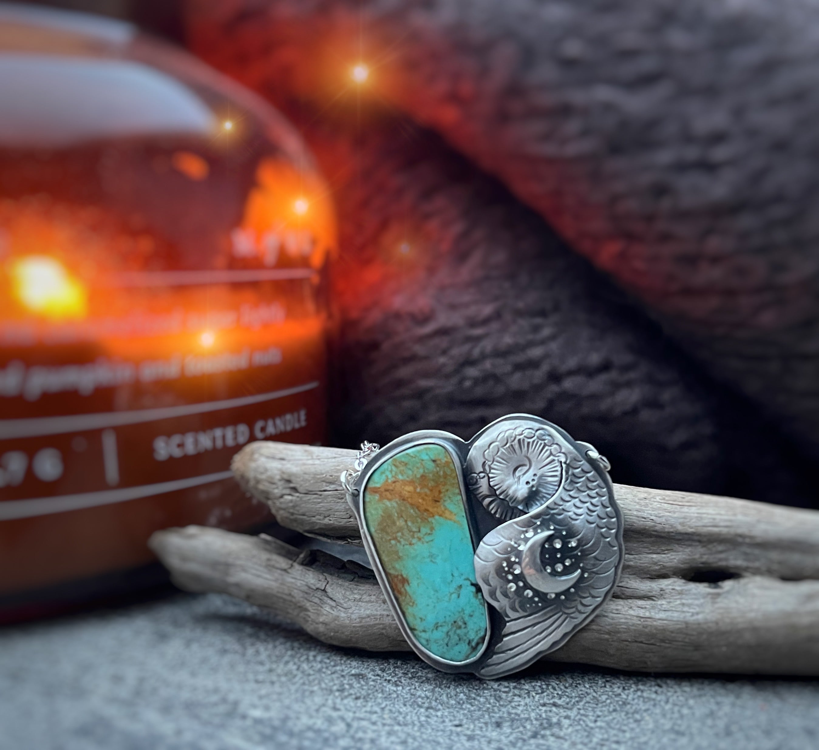 The Sleeping Barn Owl Necklace - King’s Manassa Turquoise