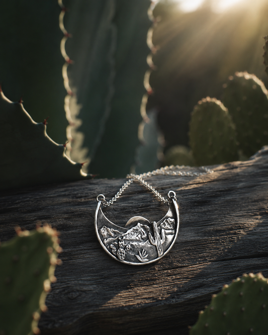 Desert Sunset Arc Landscape Necklace