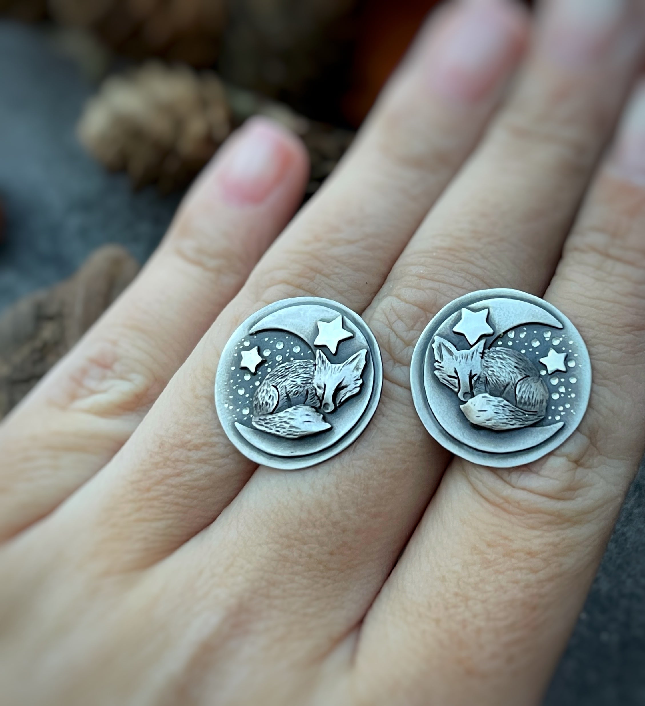 The Sleeping Fox Stud Earrings
