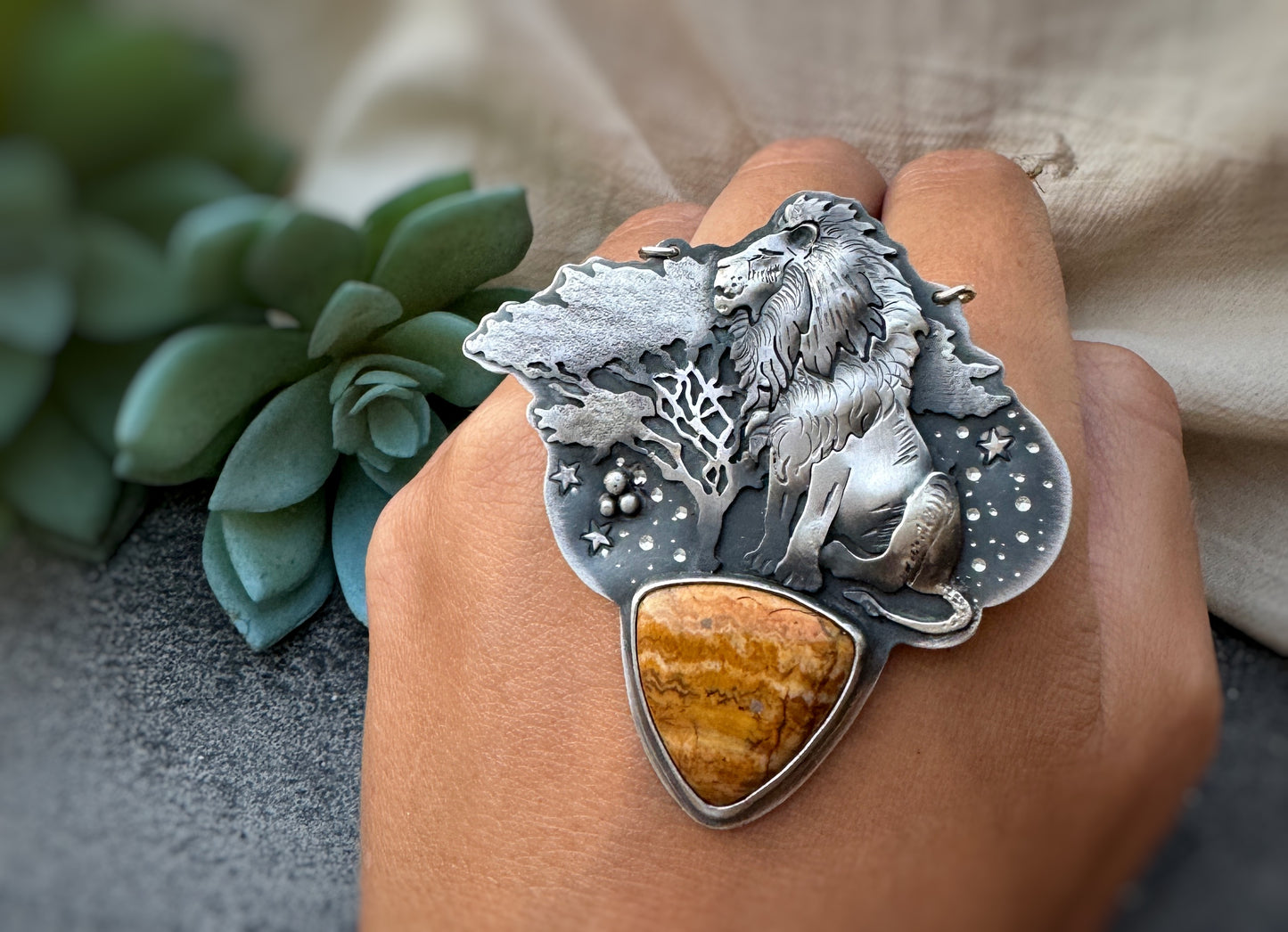 The King of the Savanna Necklace- Golden Rhodochrosite