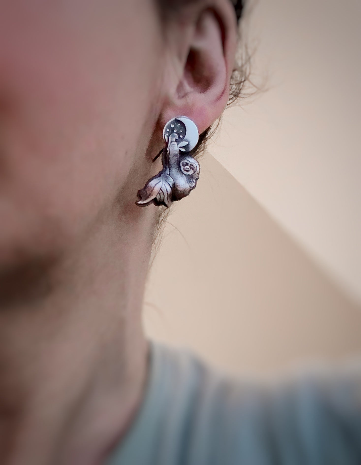 The Cute Sloth & Moon Earrings