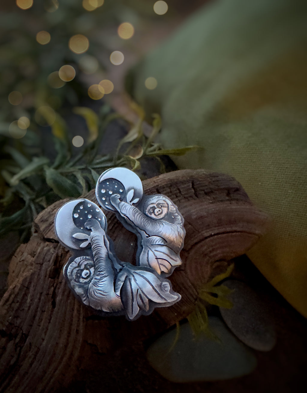The Cute Sloth & Moon Earrings