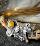 The Cheetah & Full Moon Necklace- Amber