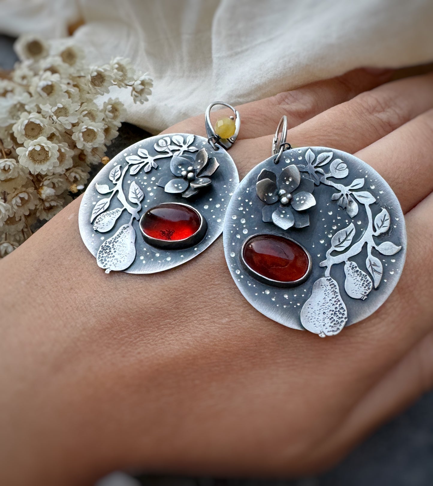 The Harvest Earrings - Baltic Amber & Opal