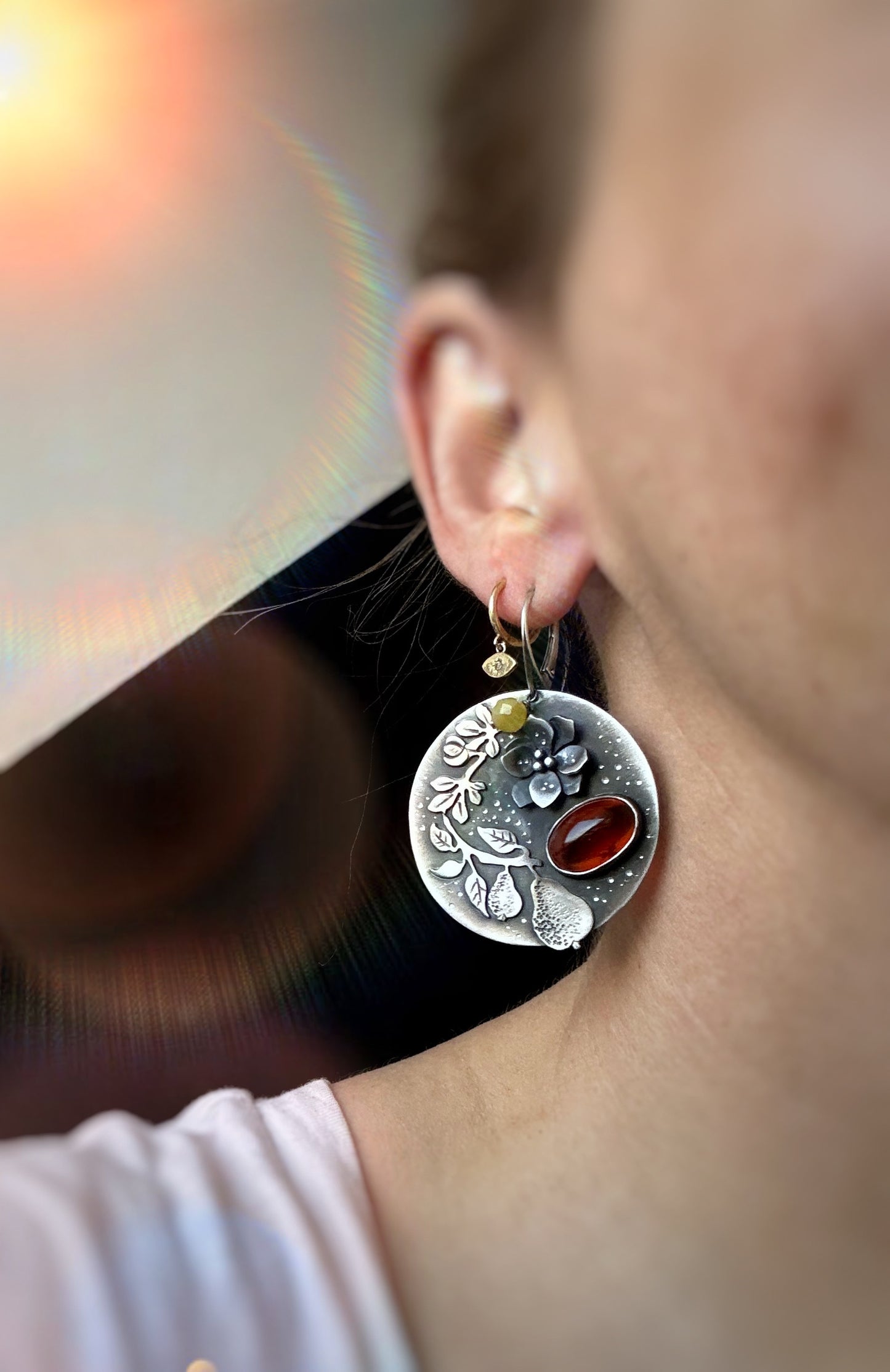The Harvest Earrings - Baltic Amber & Opal
