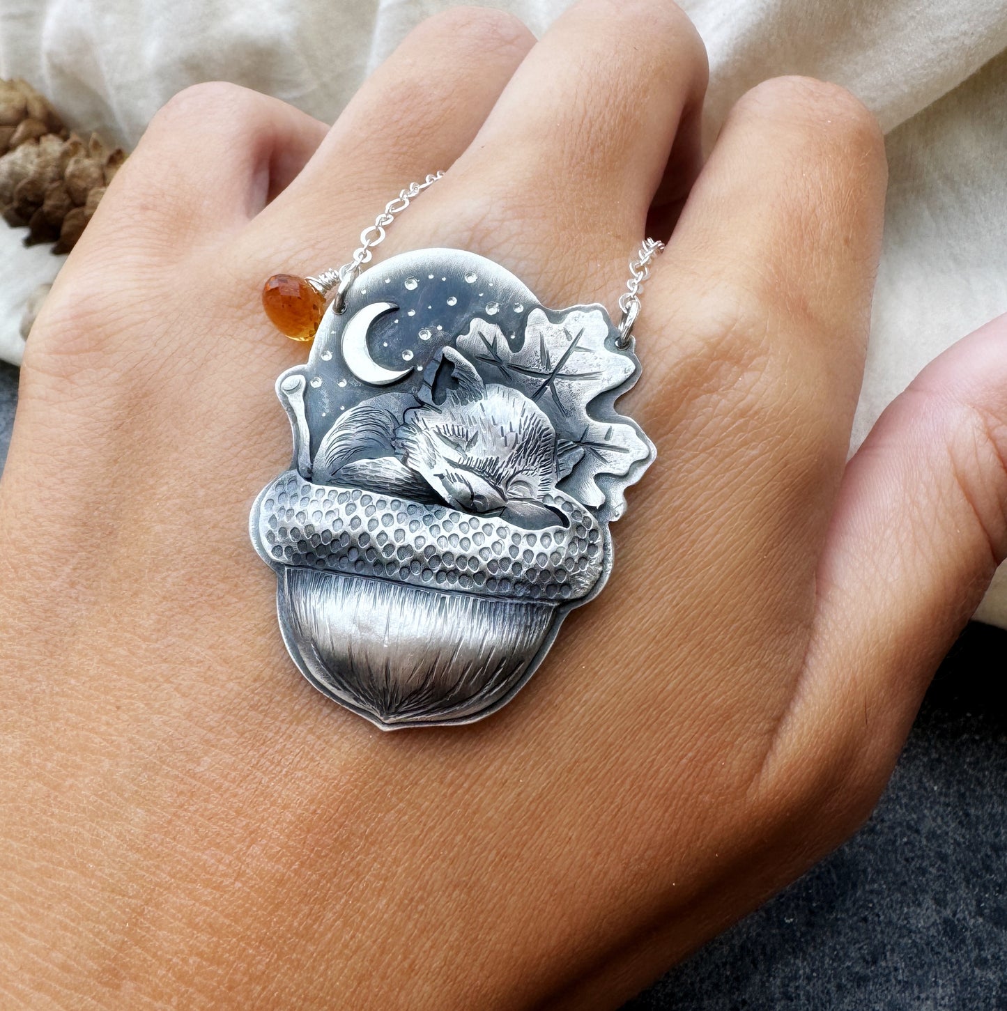 The Sleeping Fox Necklace - Madeira Citrine